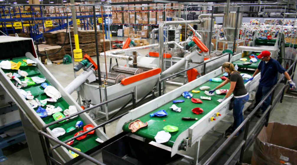 photo of sorting plastic and recycling